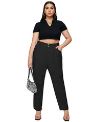Women's Plus Solid High Rise Straight Leg Jeans