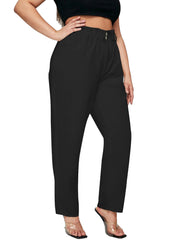 Women's Plus Solid High Rise Straight Leg Jeans