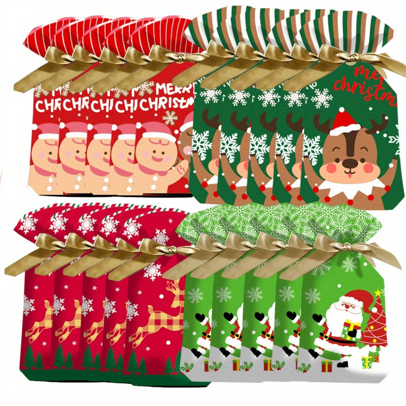20pcs Christmas Gift Bags With Ribbon Drawstring for Candy Fruit