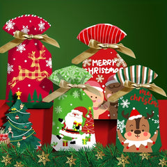 20pcs Christmas Gift Bags With Ribbon Drawstring for Candy Fruit