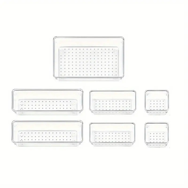 7-Piece Plastic Drawer Organizer Set for Bathroom and Dressing Table