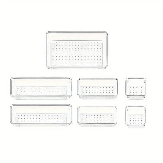 7-Piece Plastic Drawer Organizer Set for Bathroom and Dressing Table