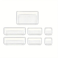 7-Piece Plastic Drawer Organizer Set for Bathroom and Dressing Table