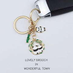 Panda Flower Couple Keychain Bag Backpack Purse Pendant Ornament