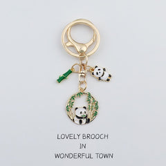 Panda Flower Couple Keychain Bag Backpack Purse Pendant Ornament