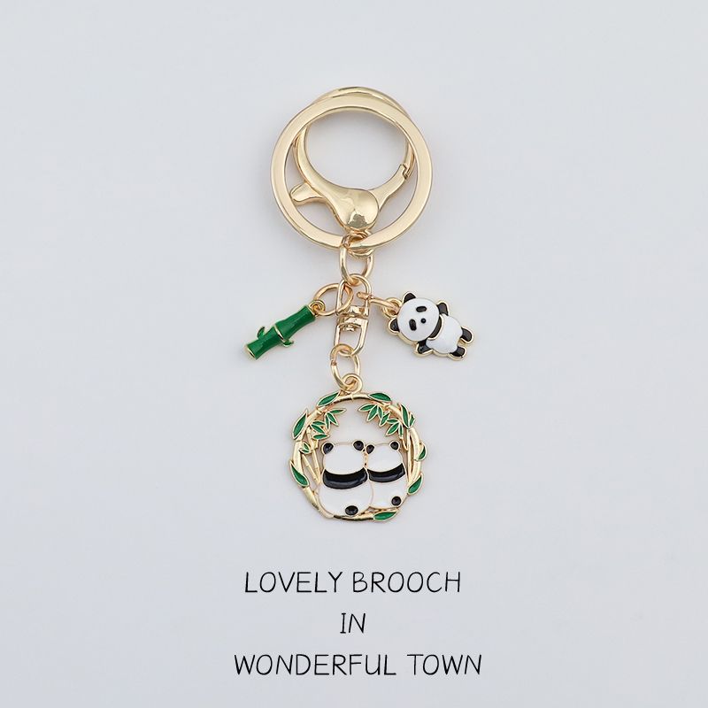 Panda Flower Couple Keychain Bag Backpack Purse Pendant Ornament