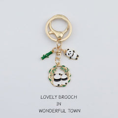 Panda Flower Couple Keychain Bag Backpack Purse Pendant Ornament