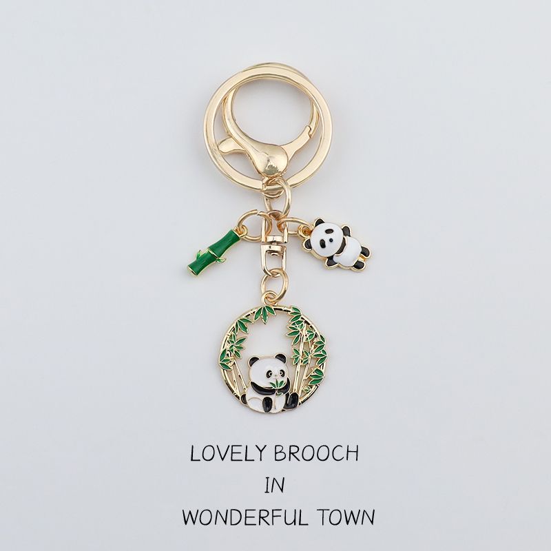 Panda Flower Couple Keychain Bag Backpack Purse Pendant Ornament