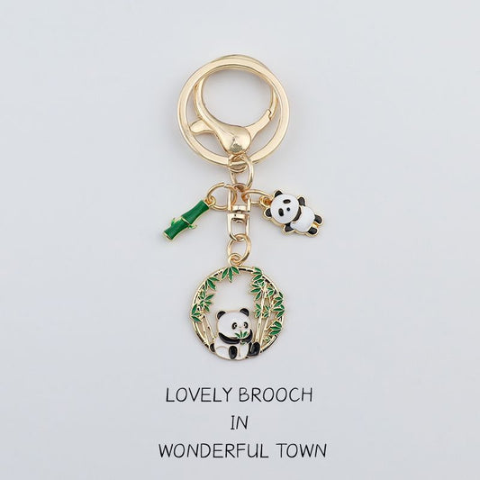 Panda Flower Couple Keychain Bag Backpack Purse Pendant Ornament