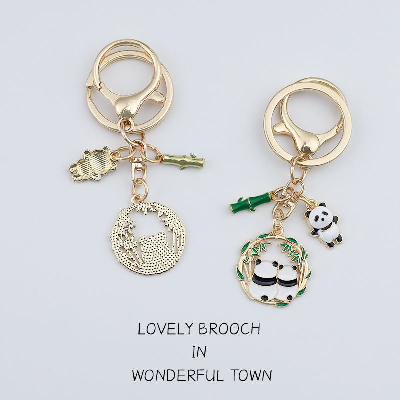 Panda Flower Couple Keychain Bag Backpack Purse Pendant Ornament
