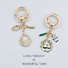 Panda Flower Couple Keychain Bag Backpack Purse Pendant Ornament