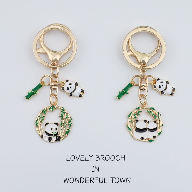 Panda Flower Couple Keychain Bag Backpack Purse Pendant Ornament