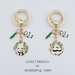 Panda Flower Couple Keychain Bag Backpack Purse Pendant Ornament