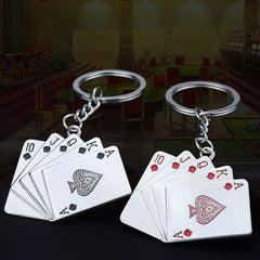 1pc Lucky Playing Card Keychain Alloy Poker Key Chains Playing Card Key Ring