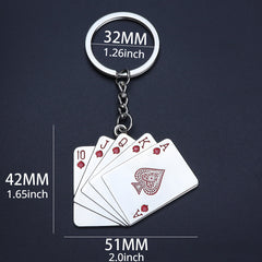 1pc Lucky Playing Card Keychain Alloy Poker Key Chains Playing Card Key Ring