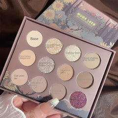 12 Color Multicolor Eyeshadow Palette Shimmer Matte Finish Grey Purple Brown