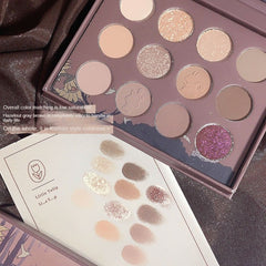 12 Color Multicolor Eyeshadow Palette Shimmer Matte Finish Grey Purple Brown