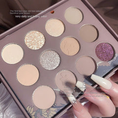 12 Color Multicolor Eyeshadow Palette Shimmer Matte Finish Grey Purple Brown