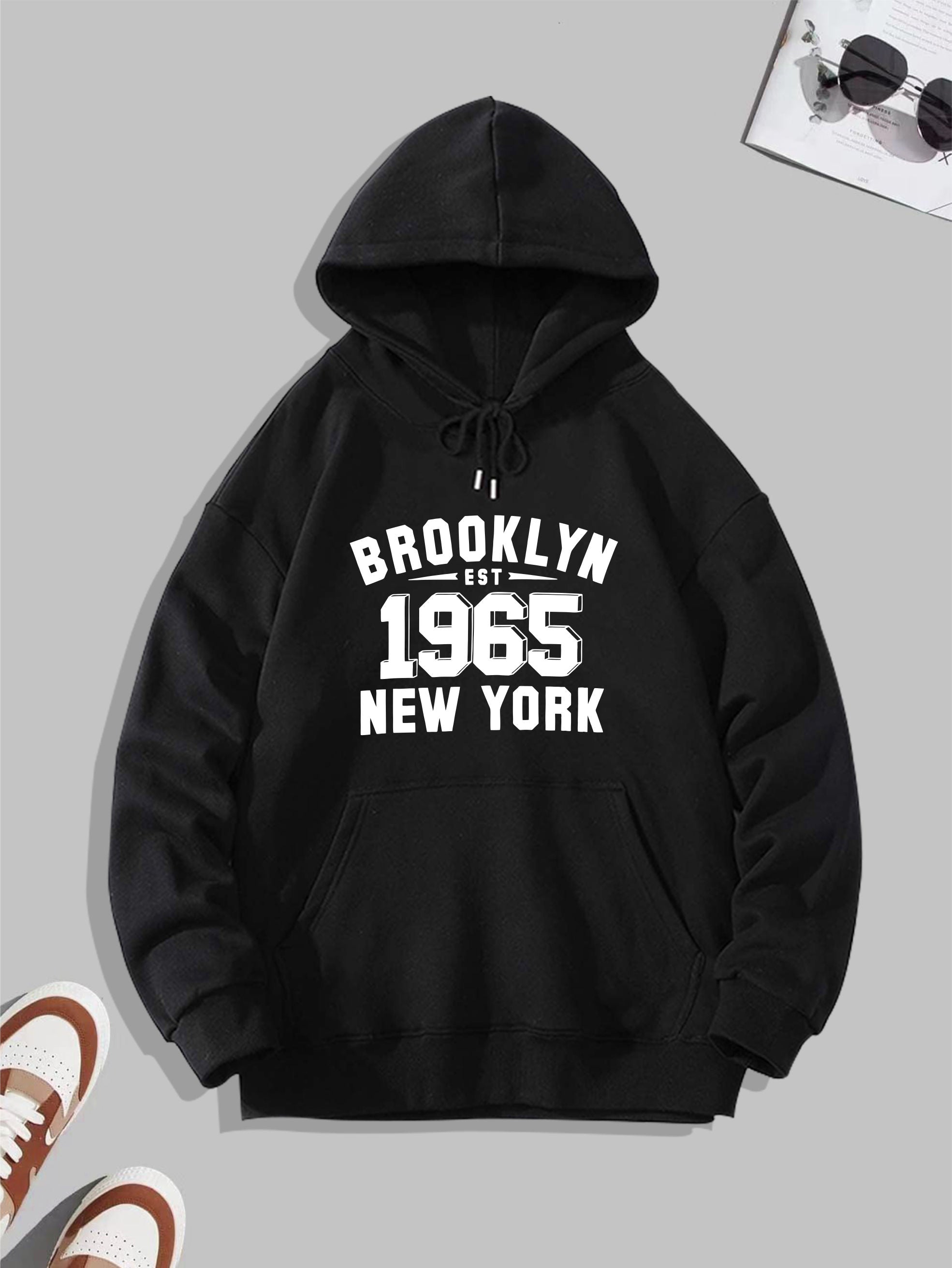 Men's YORK Letter Number Print Hoodie S