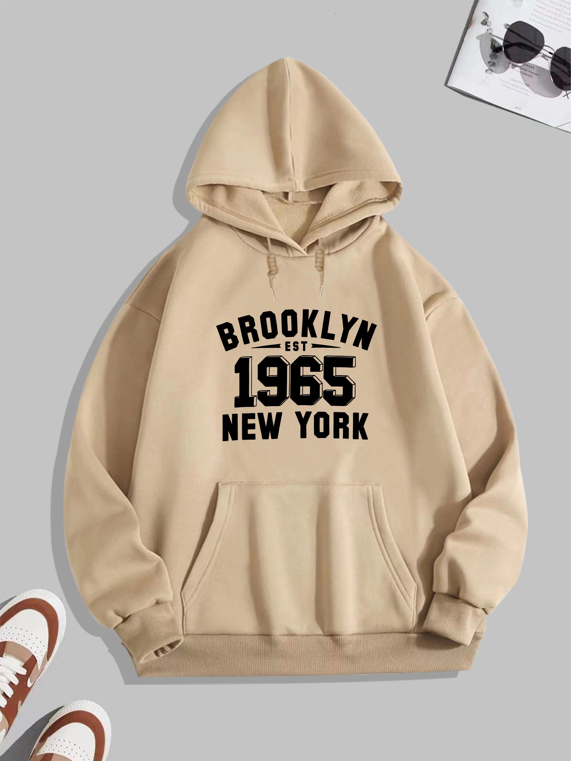 Men's YORK Letter Number Print Hoodie S