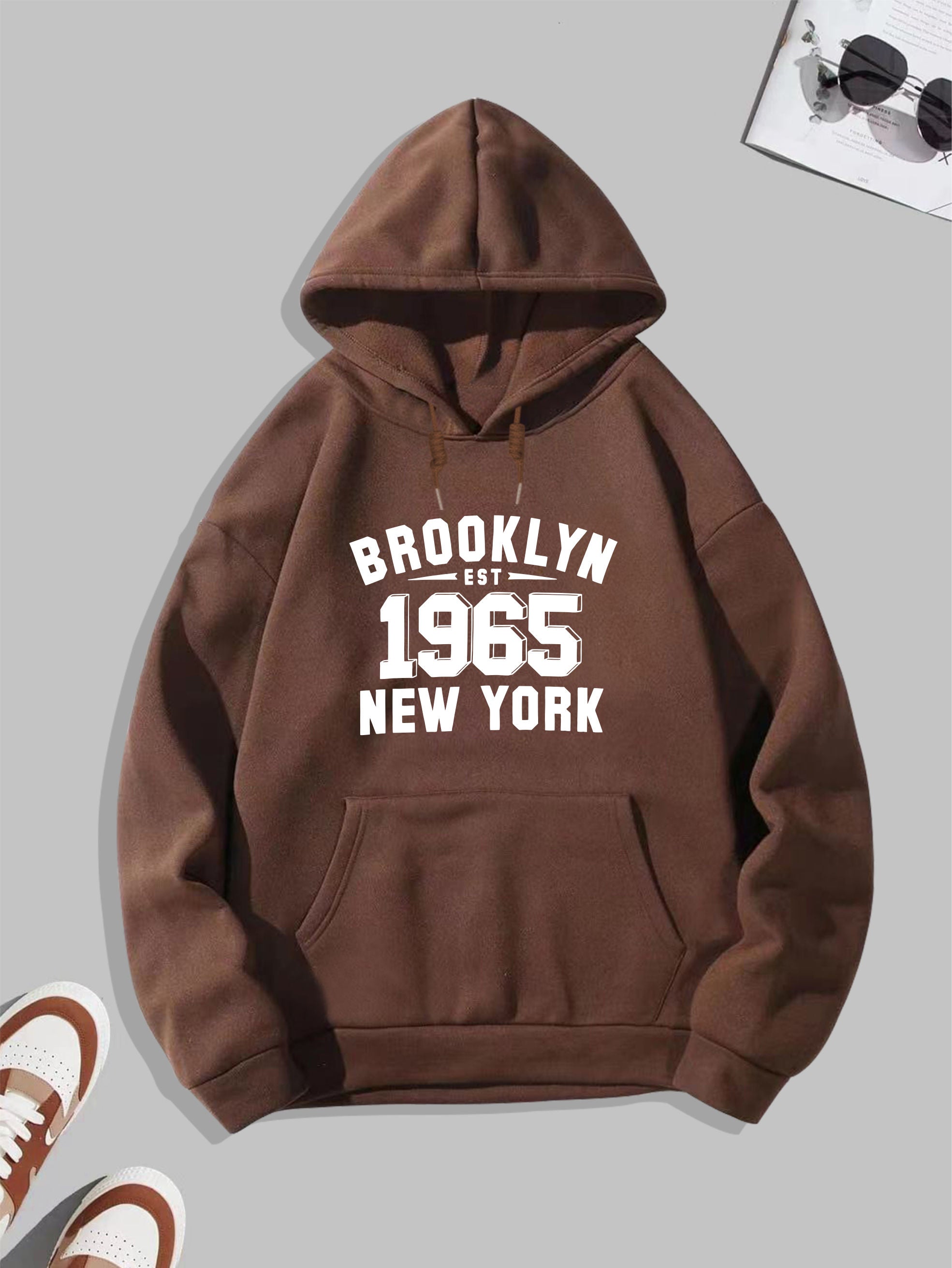 Men's YORK Letter Number Print Hoodie S