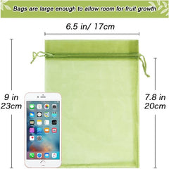 50pcs Fruit Protection Bags 20x30cm Green Netting Cover Bags Drawstring Mesh Fru