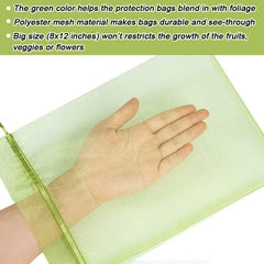 50pcs Fruit Protection Bags 20x30cm Green Netting Cover Bags Drawstring Mesh Fru