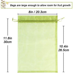 50pcs Fruit Protection Bags 20x30cm Green Netting Cover Bags Drawstring Mesh Fru