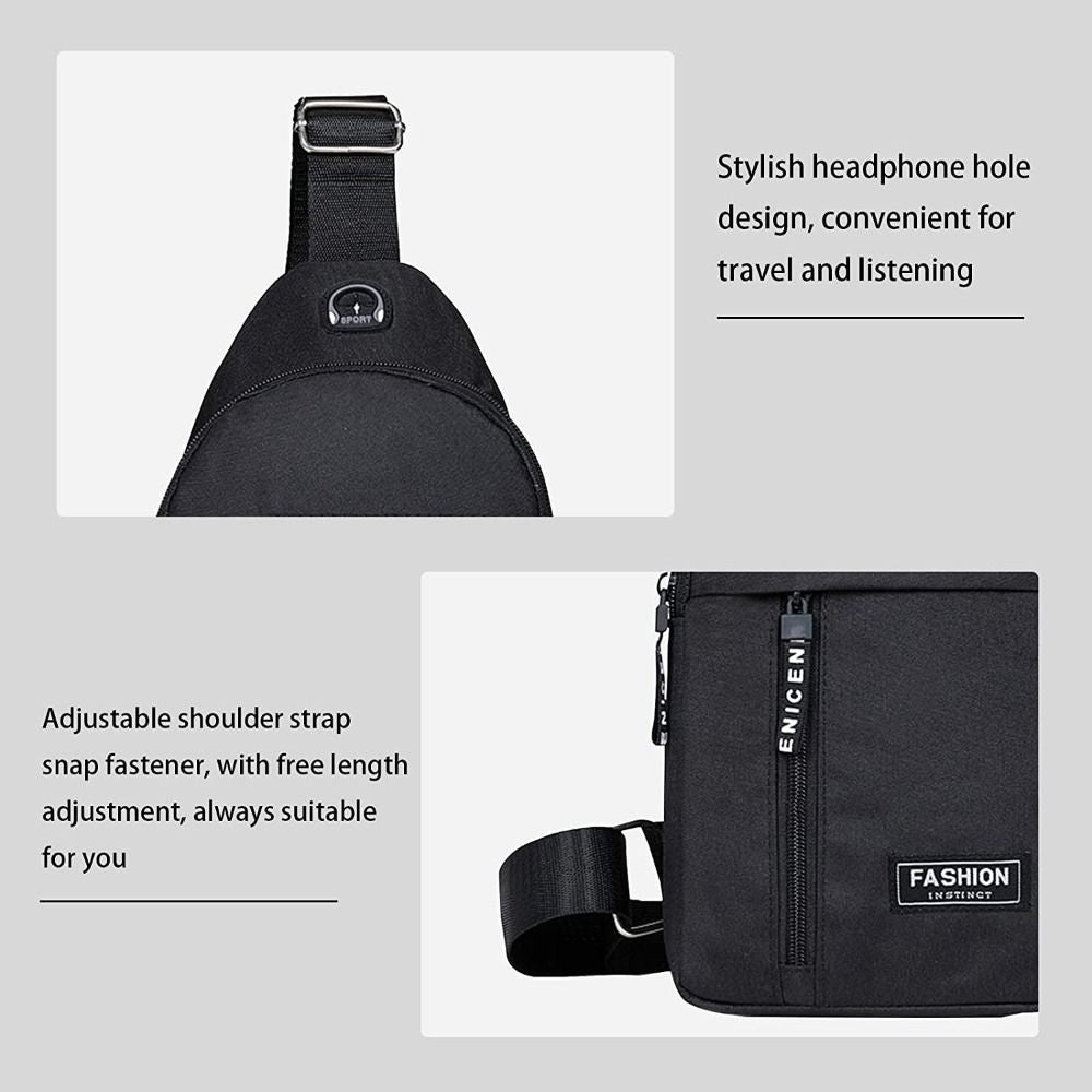 Casual Crossbody Bag For Men Women Portable Shoulder Bag With Earphone Hole