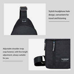 Casual Crossbody Bag For Men Women Portable Shoulder Bag With Earphone Hole