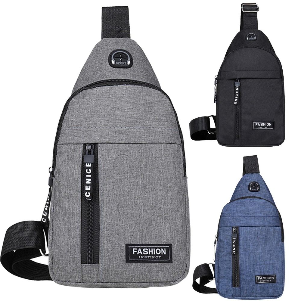 Casual Crossbody Bag For Men Women Portable Shoulder Bag With Earphone Hole