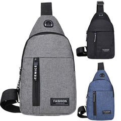 Casual Crossbody Bag For Men Women Portable Shoulder Bag With Earphone Hole