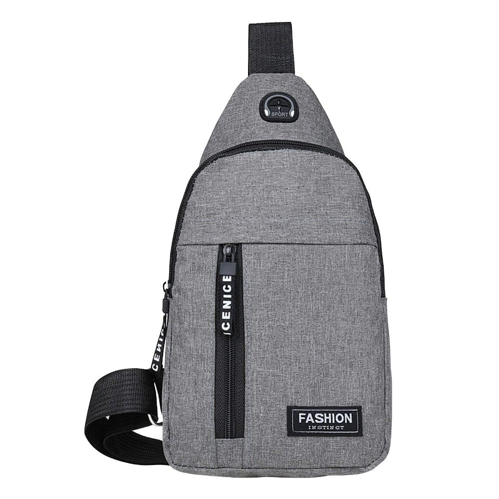 Casual Crossbody Bag For Men Women Portable Shoulder Bag With Earphone Hole