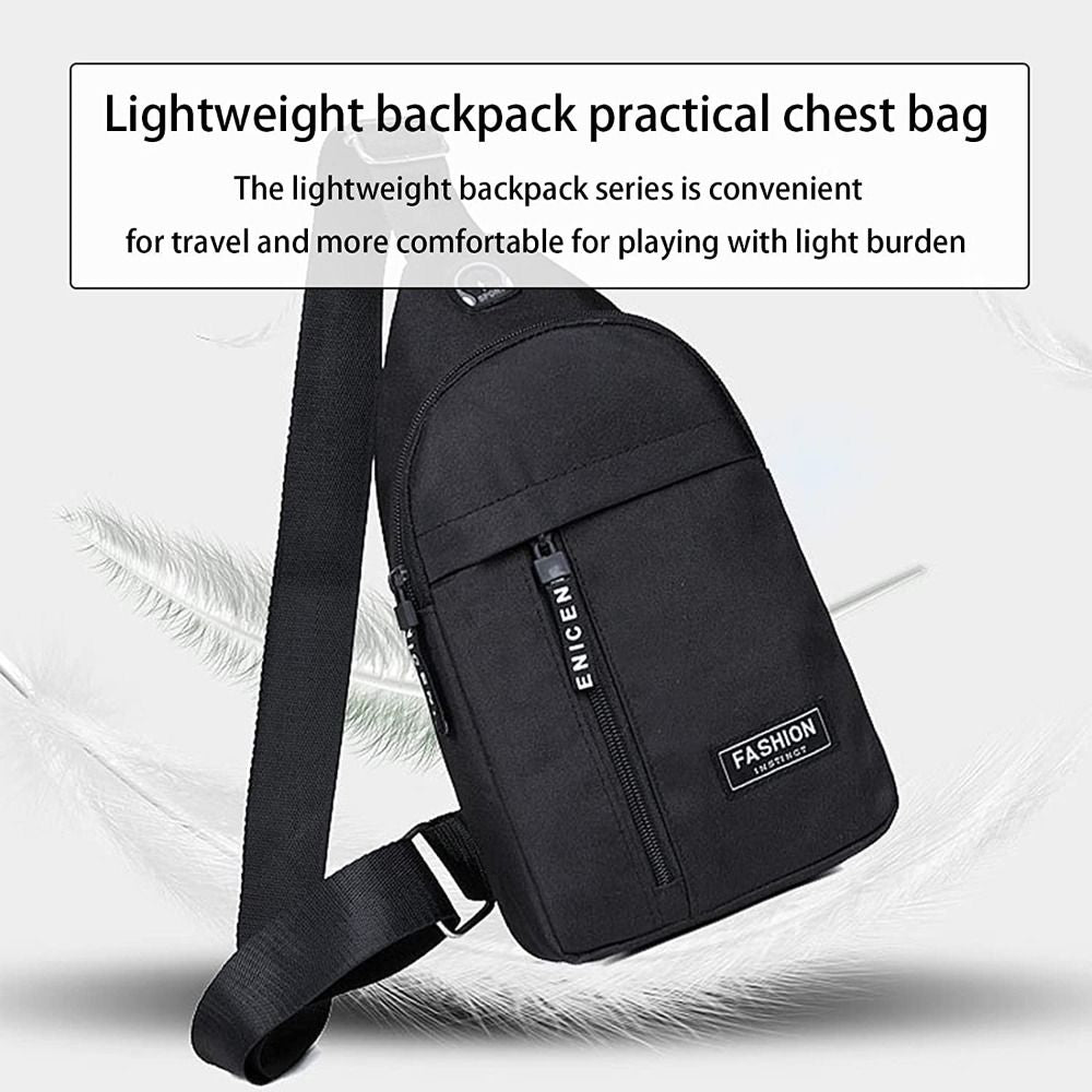 Casual Crossbody Bag For Men Women Portable Shoulder Bag With Earphone Hole
