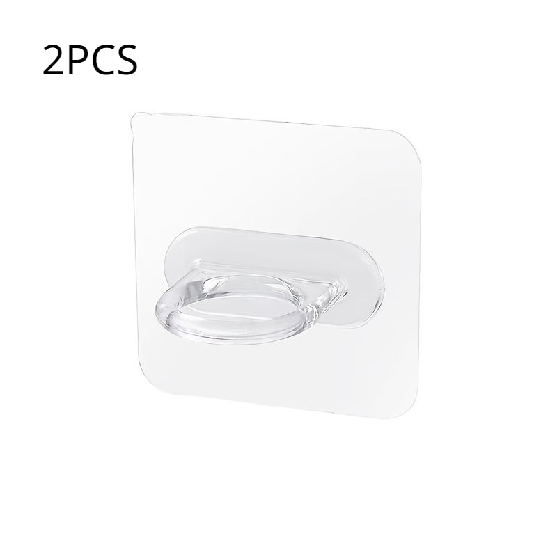 2pcs Transparent Adhesive Curtain Rod Bracket Holder