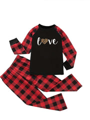 Heart & Plaid Print Tee & Pants Lounge Set