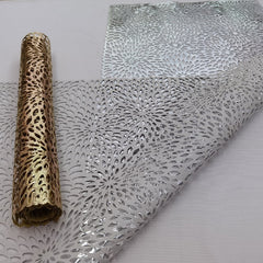 2pcs Christmas Theme Table Runner Bronzing Floral Pattern PVC Table Towel