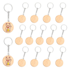 15pcs Wooden Key Chains Blank DIY Wooden Keychains Keyrings