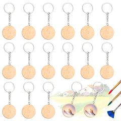 15pcs Wooden Key Chains Blank DIY Wooden Keychains Keyrings