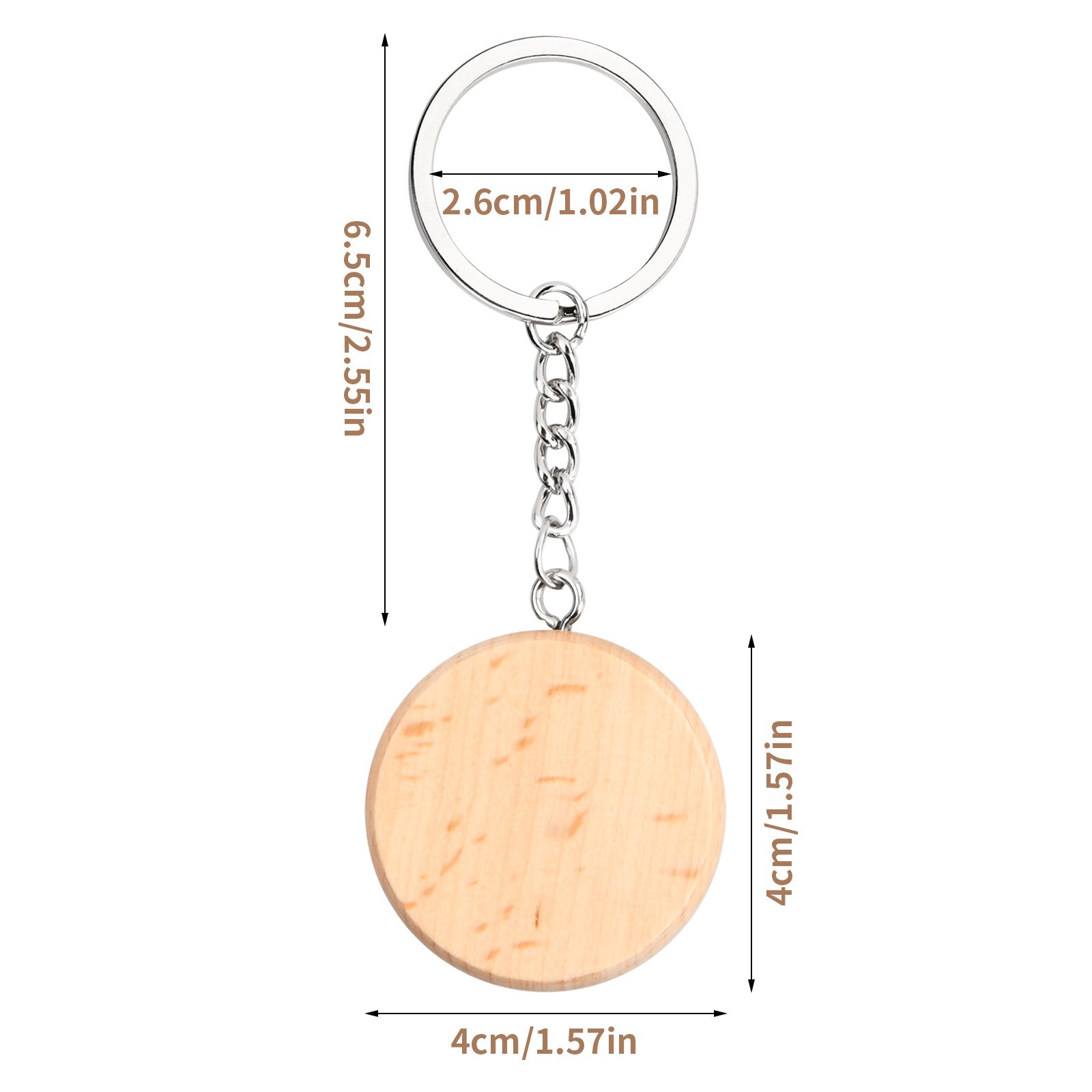 15pcs Wooden Key Chains Blank DIY Wooden Keychains Keyrings