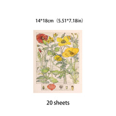 20pcs Large Size Wildflowers Paper Retro Insect Journal Background DIY Gift