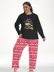 Christmas Pajama Set Colorblock Graphic Tee & Pants 2 Piece