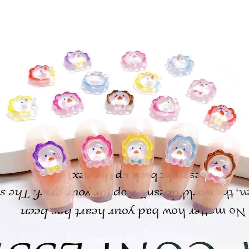 20pcs Chicken Sunflower Nail Art Charms Resin Accessories