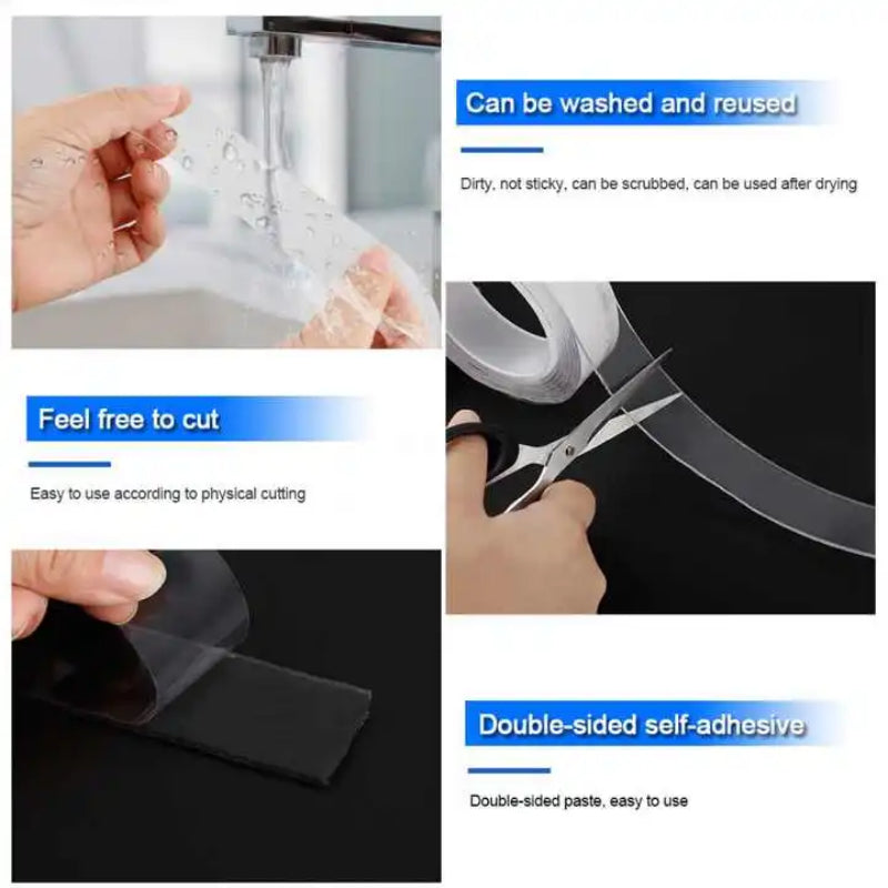 Transparent Nano Tape Washable Reusable Double Sided Adhesive Sticker
