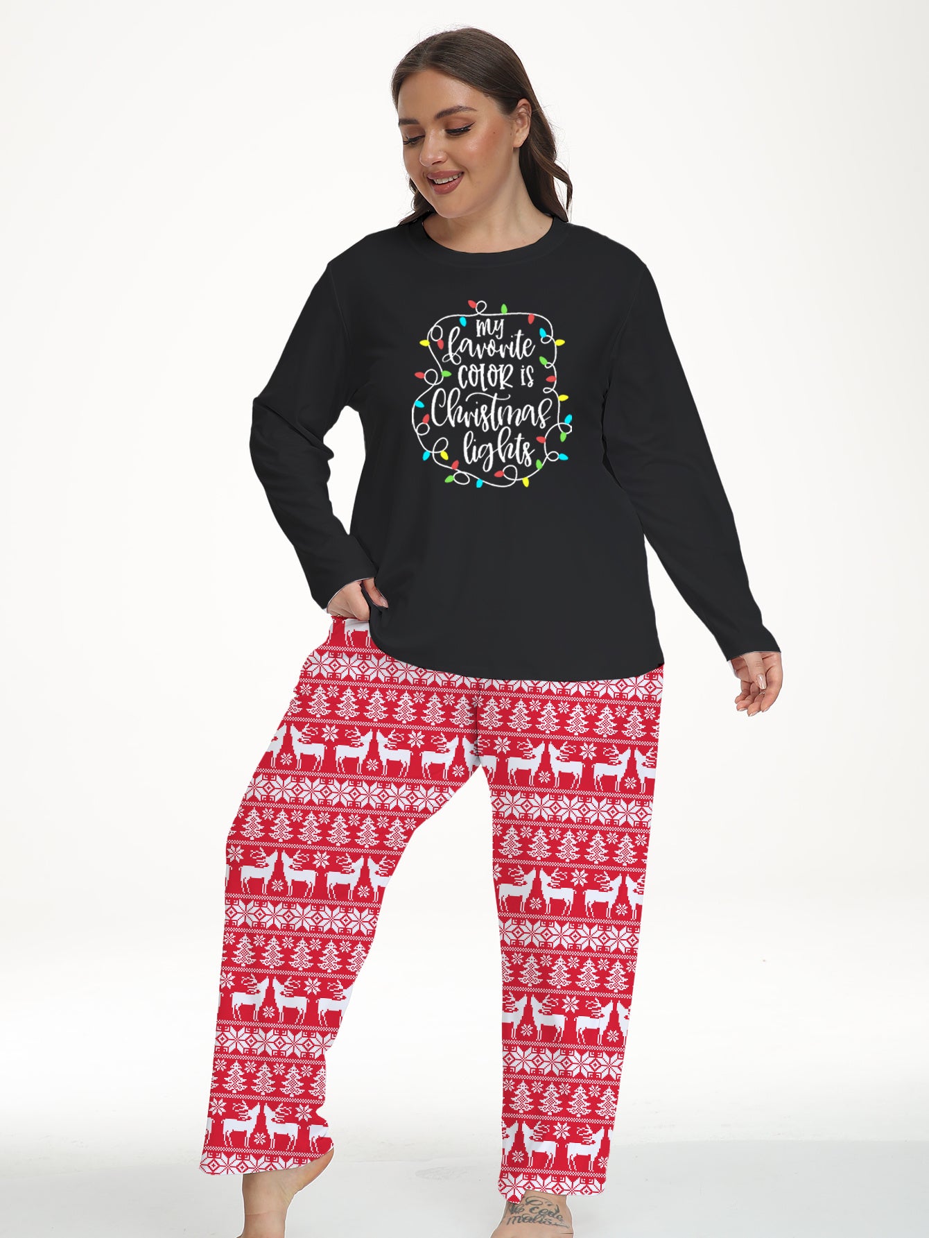 Colorblock Graphic Tee & Pants Pajama Set