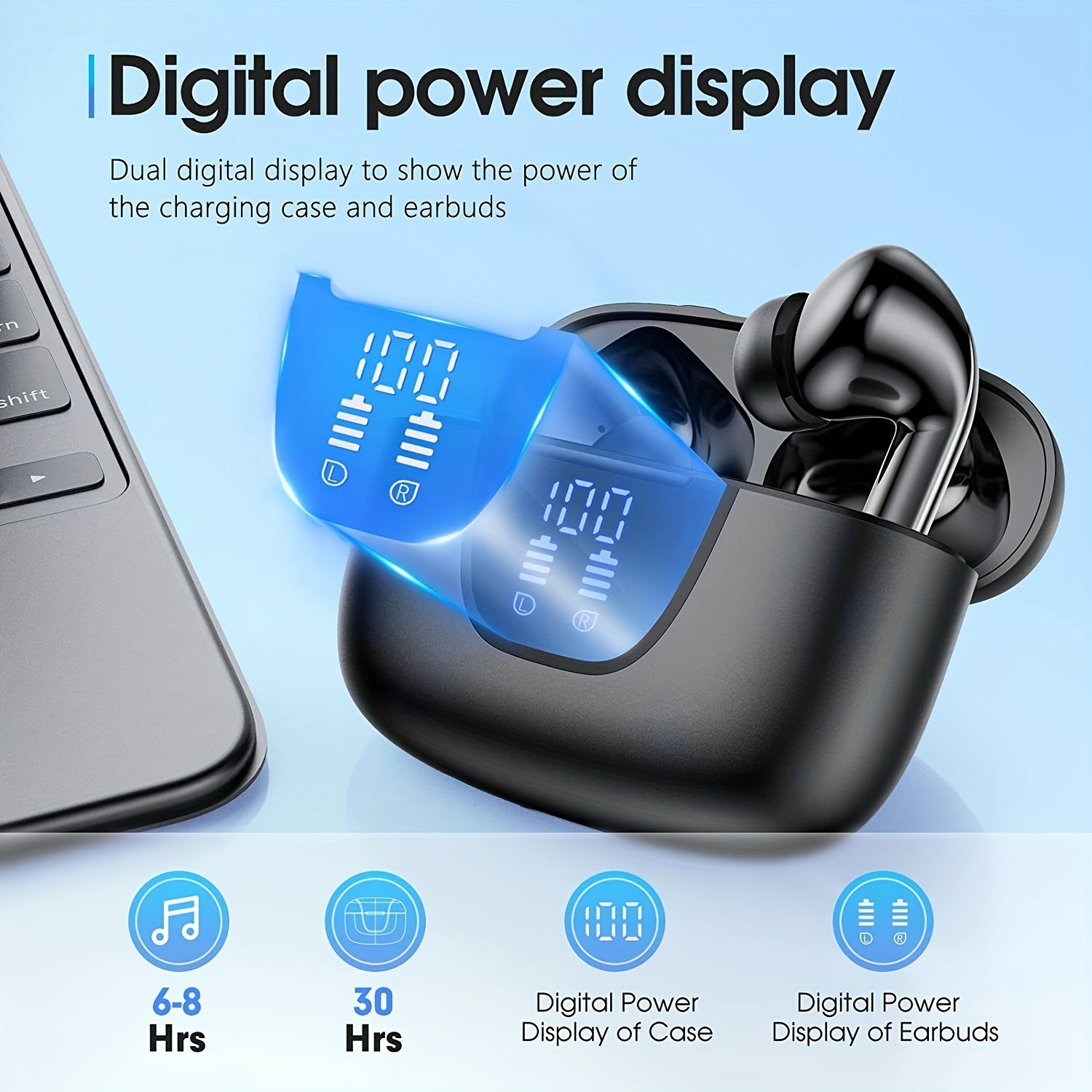 Wireless Headphones with 13mm Speakers, 30 Hr Playback, Noise Canceling Mic