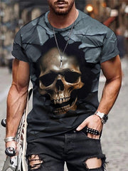 Skull 3D Print Men's Graphic Tee Short Sleeve Pullover Top