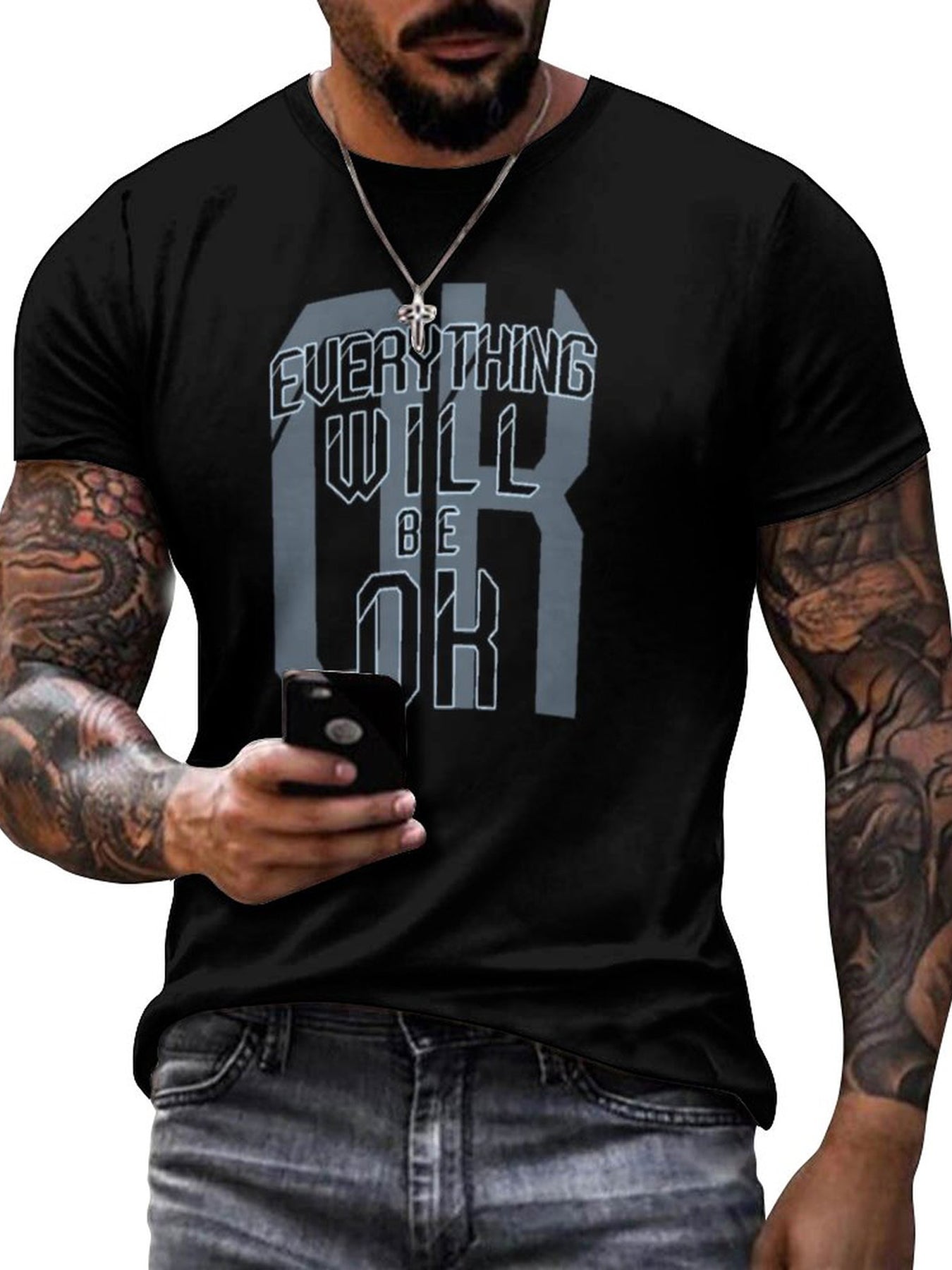 Everything Will Be Ok 3D Pattern Men's Graphic T-shirt Short Sleeve Top