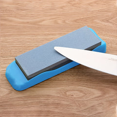 High Double Sided Grindstone for Knives & Tools, Non Slip Base