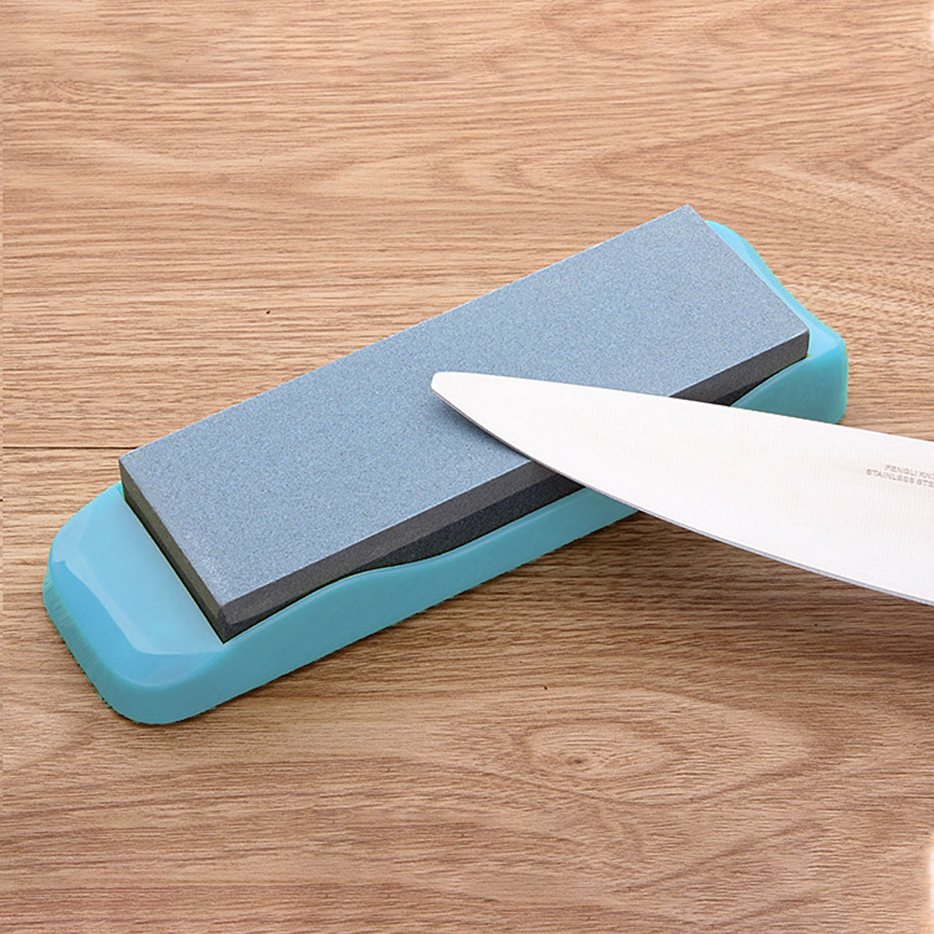 High Double Sided Grindstone for Knives & Tools, Non Slip Base